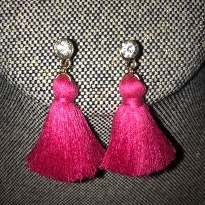 Fuchsia pink tassel earrings!